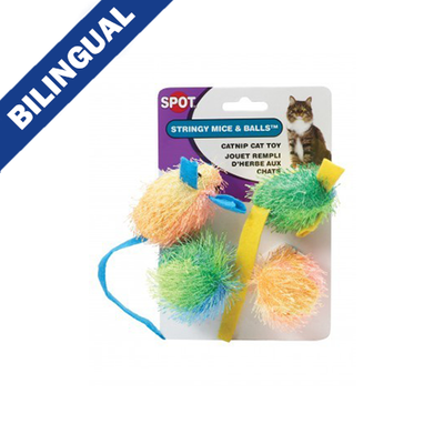 Spot Stringy Mice Ball with Catnip Bulk (24ct) Cat Toy