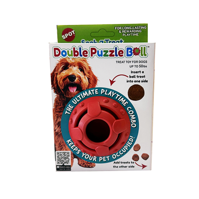 SPOT Seek-A-Treat Double Puzzle Ball 3.25" Dog Toy