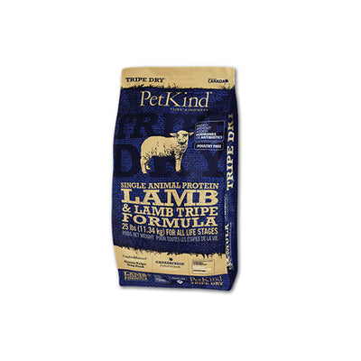 PetKind Tripe Dry Single Animal Protein Lamb & Lamb Tripe Formula Dry Dog Food 25 lb