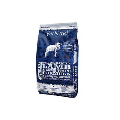 PetKind Tripe Dry Single Animal Protein Lamb & Lamb Tripe Weight Management Formula Dry Dog Food 25lb