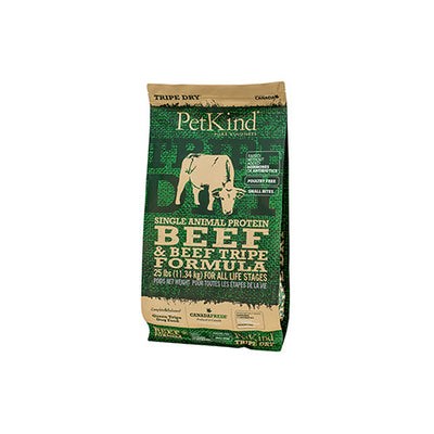 PetKind Tripe Dry Single Animal Protein Beef & Beef Tripe Formula Dry Dog Food 25 lb