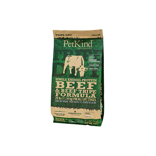 PetKind Tripe Dry Single Animal Protein Beef & Beef Tripe Formula Dry Dog Food 25 lb