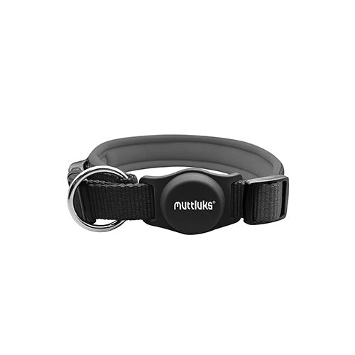 Muttluks ComfiBek Collar with AirTag Case for Dog Security Black Large