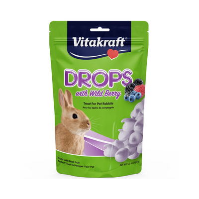 Vitakraft Drops with Wild Berry Treat for Pet Rabbits 5.3 oz