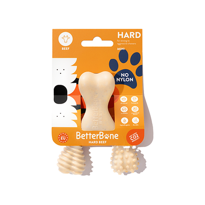 BetterBone Hard Density Natural Beef Super Durable All-Natural Dog Chew for Strong & Aggressive Chewers Mini