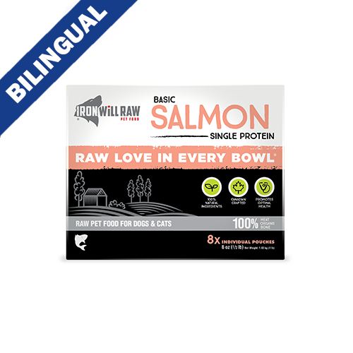 Iron Will Raw Basic Salmon Frozen Raw Pet Food for Dogs & Cats 4lb