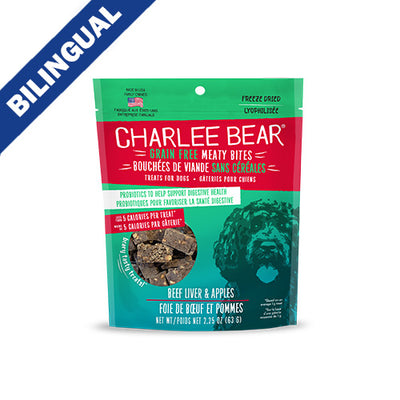 Charlee Bear Grain Free Meaty Bites Beef Liver & Apples Freeze Dried Dog Treat 2.25oz